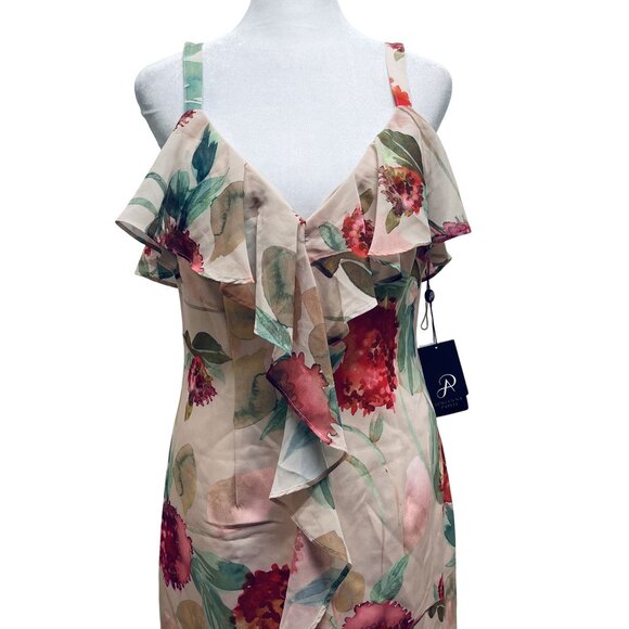 Adrianna Papell Womens Midi Ruffled Sleeveless Dress Size 4 Floral Pattern - Picture 4 of 11